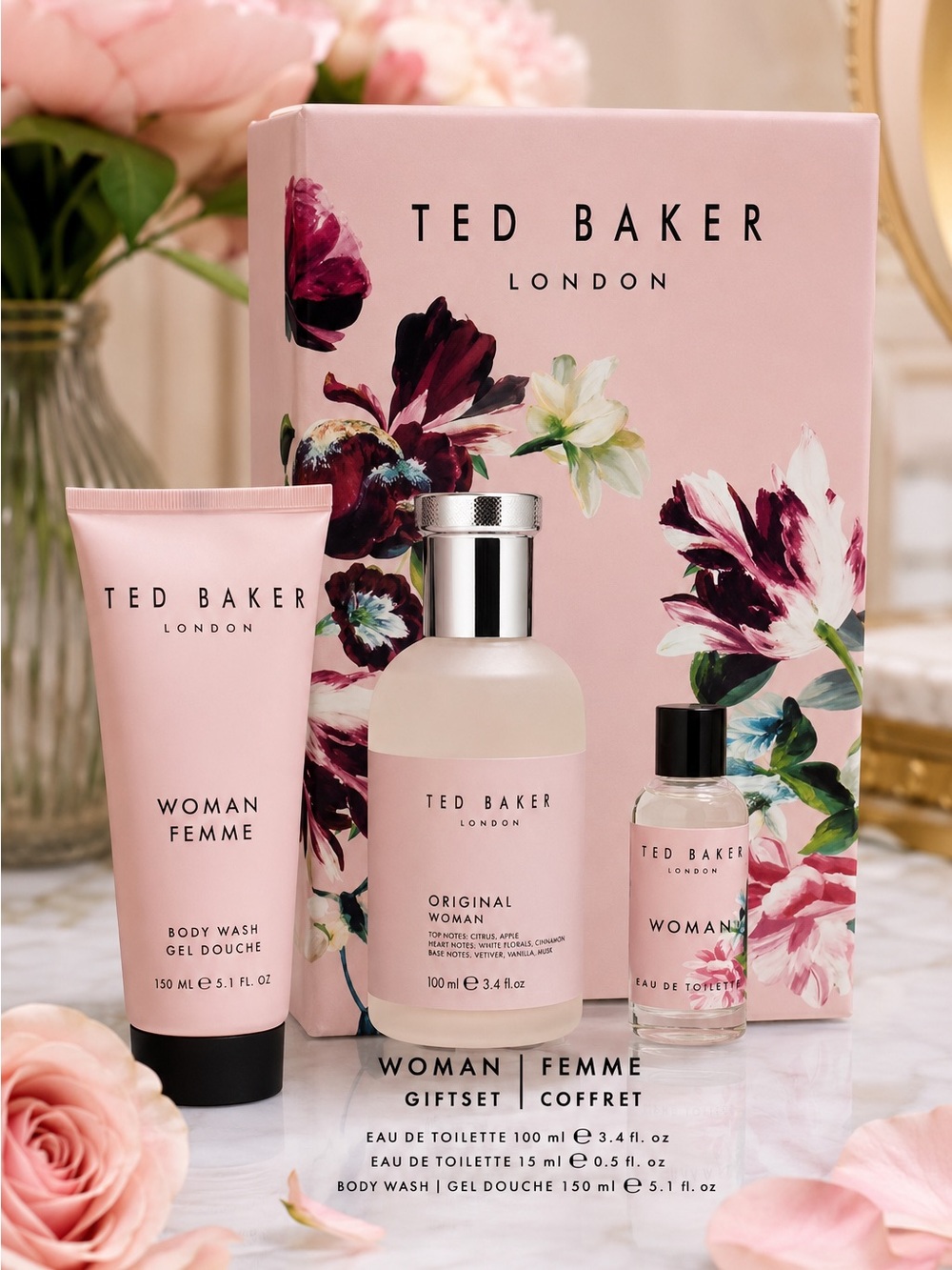 Ted Baker Woman Femme Pink Body Wash & Fragrance Gift Set
